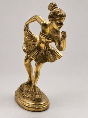 Gold Ballerina Figurine Decorative Sculpture